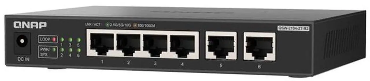 Alt view image 3 of 5 - QNAP QSW-2104-2T-R2 desktop switch 6-port splitter network management routing Ethernet 10G home