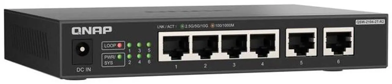 Alt view image 4 of 5 - QNAP QSW-2104-2T-R2 desktop switch 6-port splitter network management routing Ethernet 10G home