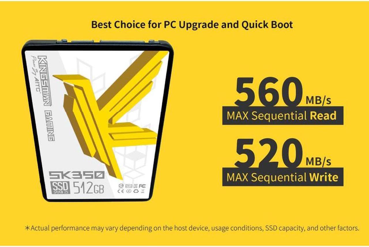 Alt view image 3 of 5 - AITC KINGSMAN SK350 2.5" 1TB Performance Boost SATA III 3D NAND Internal Solid-State Drive (SSD)