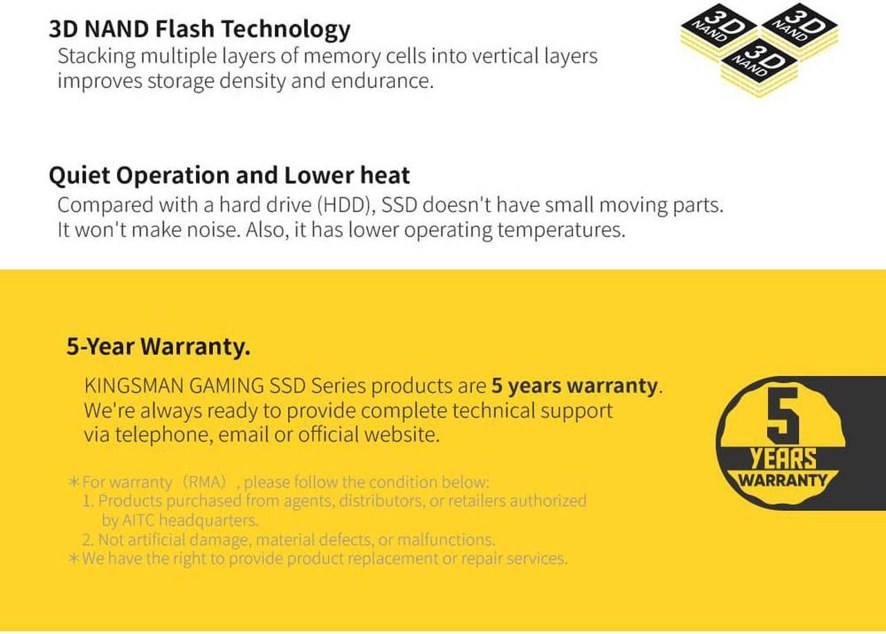 Alt view image 4 of 5 - AITC KINGSMAN SK350 2.5" 1TB Performance Boost SATA III 3D NAND Internal Solid-State Drive (SSD)