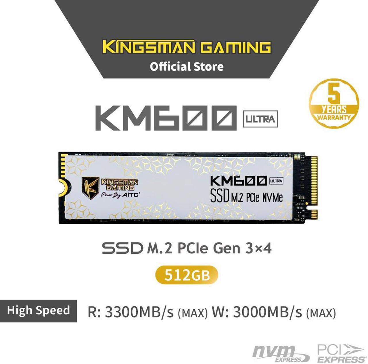 Alt view image 2 of 5 - AITC KINGSMAN KM600 ULTRA M.2 2280 512GB PCIe 3.0 x4 with NVMe 1.4 3D NAND Internal Solid State Drive (SSD)