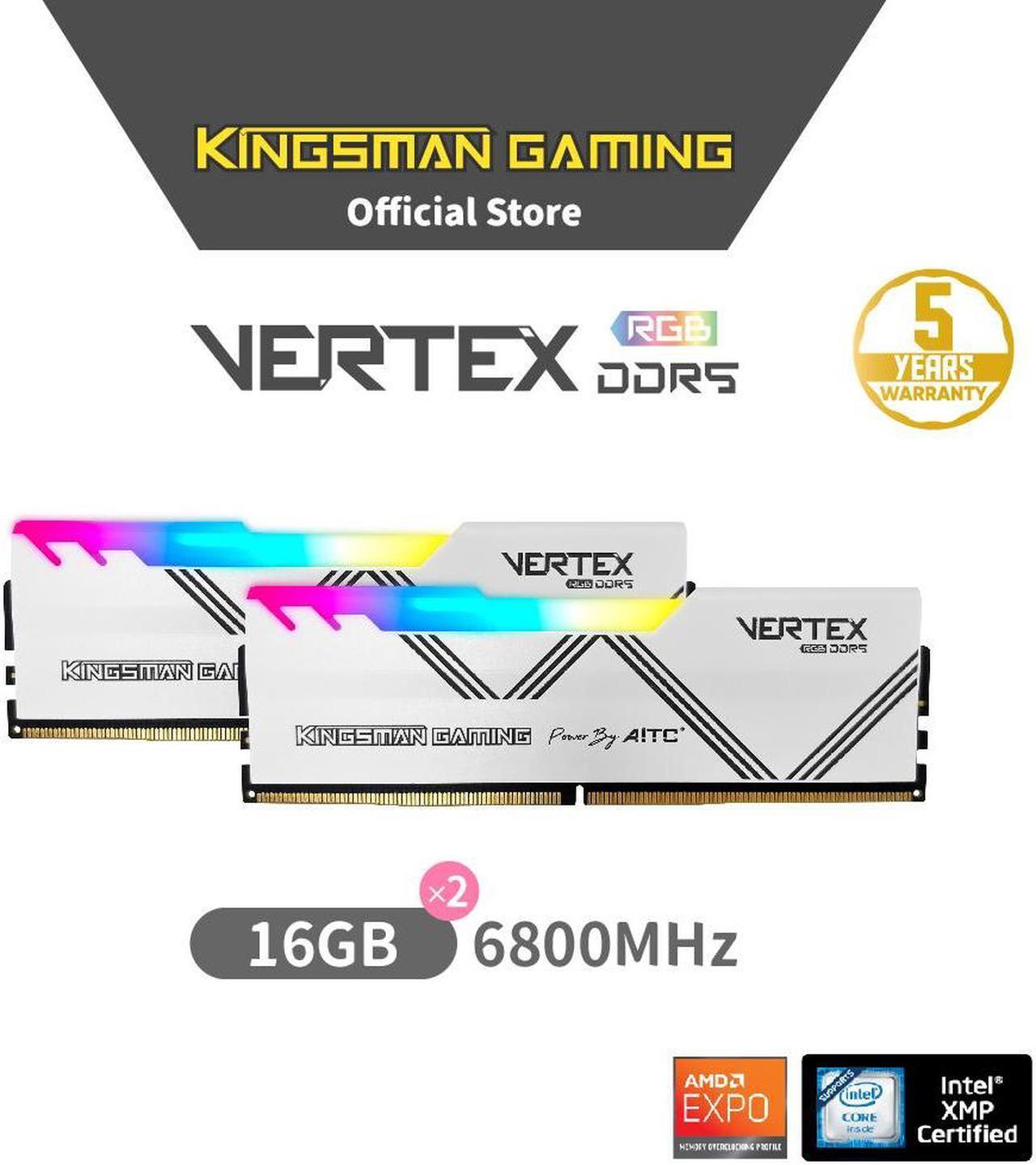Alt view image 2 of 6 - AITC KINGSMAN VERTEX RGB Series DDR5 32GB (2 x 16GB) 288-Pin PC RAM 6800 (PC5 54400) Desktop Memory Model XMP