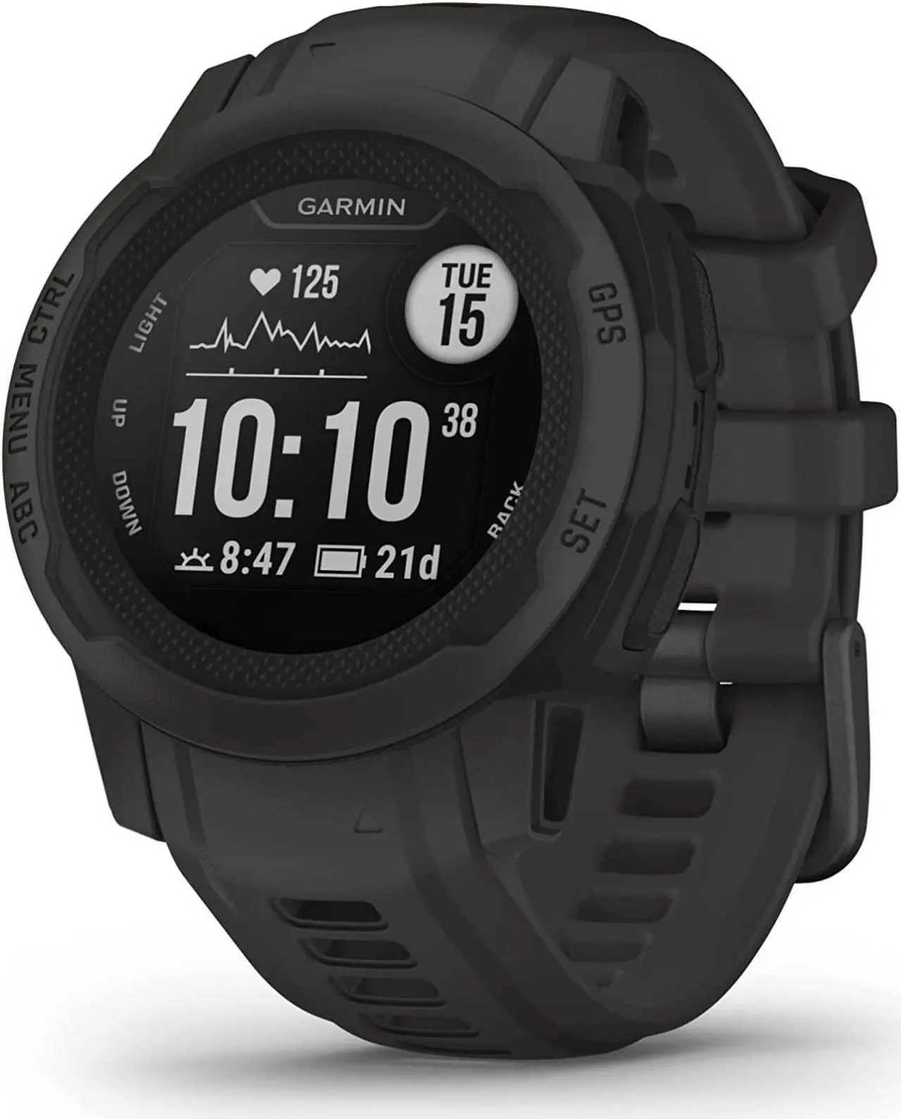 Alt view image 9 of 9 - Garmin Instinct 2S Solar, Graphite | Solar Charging GPS Smart Watch 010-02564-10