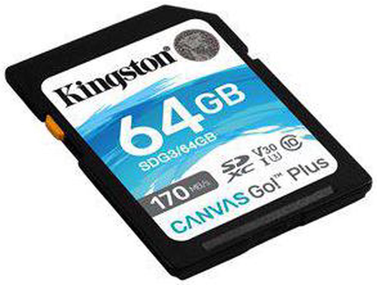 Kingston 64GB SDXC Canvas Go Plus 170MB/s Read UHS-I, C10, U3, V30 Memory Card (SDG3/64GBCR)