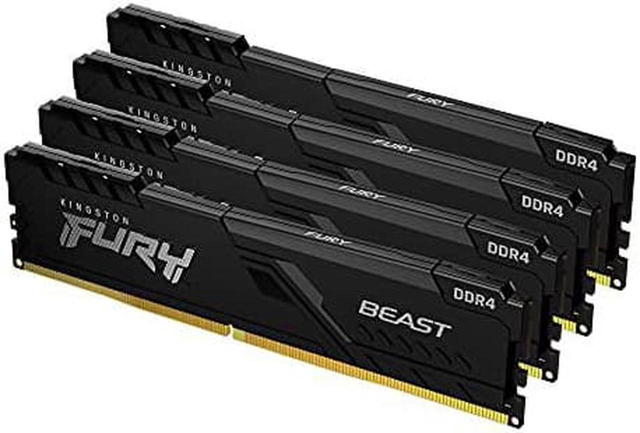 Alt view image 13 of 13 - Kingston FURY Beast 128GB (4 x 32GB) 288-pin DIMM DDR4 3600 MHz CL18 Black Memory (KF436C18BBK4/128)