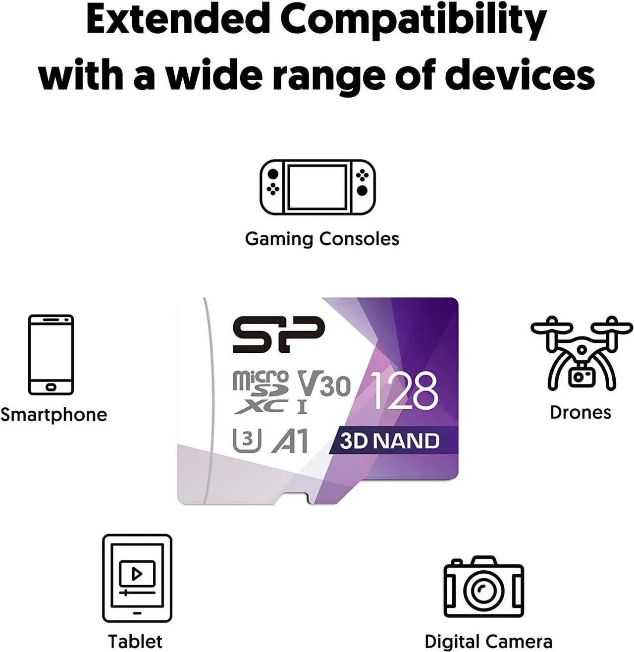 Alt view image 5 of 6 - Silicon Power 2-Pack 128GB Micro SD Card | U3 SDXC | Up to 100MB/s High Speed | Memory Card | for Cams, DJI Pocket and Drones