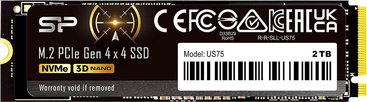 Main image of Silicon Power 2TB US75 Nvme PCIe Gen4 M.2 2280 SSD R/W Up to 7,000/6,500 MB/s (SU02KGBP44US7505SN)