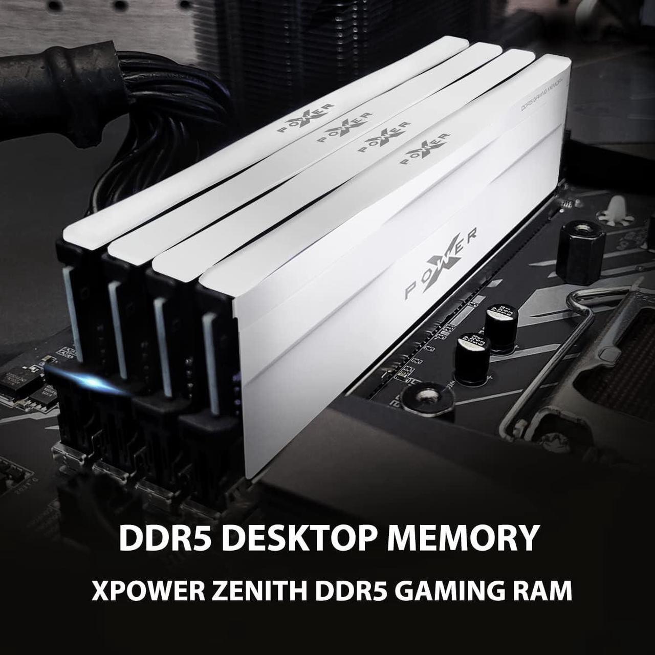 Alt view image 2 of 4 - Silicon Power DDR5 32GB (2x16GB) Zenith 6000MHz (PC5-48000) 288-pin CL30 1.35V UDIMM Desktop Memory Module RAM SU032GXLWU60AFDGSW White