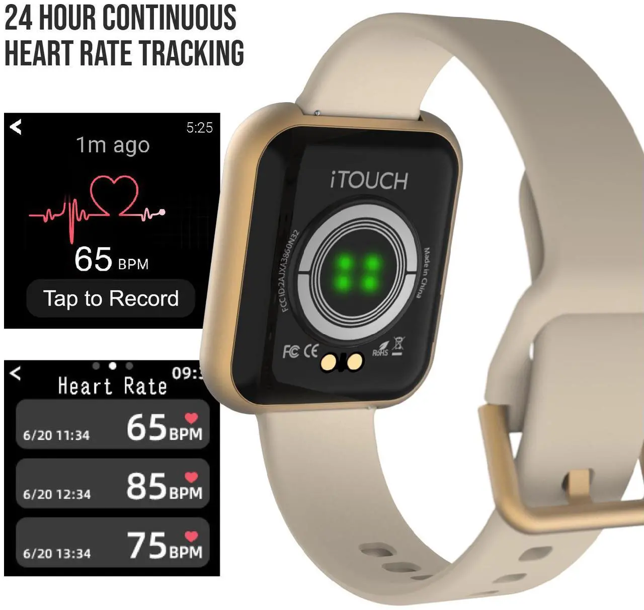 Alt view image 4 of 7 - iTouch Air 3 Smartwatch Fitness Tracker, Heart Rate, Step Counter, Sleep Monitor, Message, IP68 Swimming Waterproof for Women and Men, Touch Screen, Compatible with iPhone and Android (44mm)
