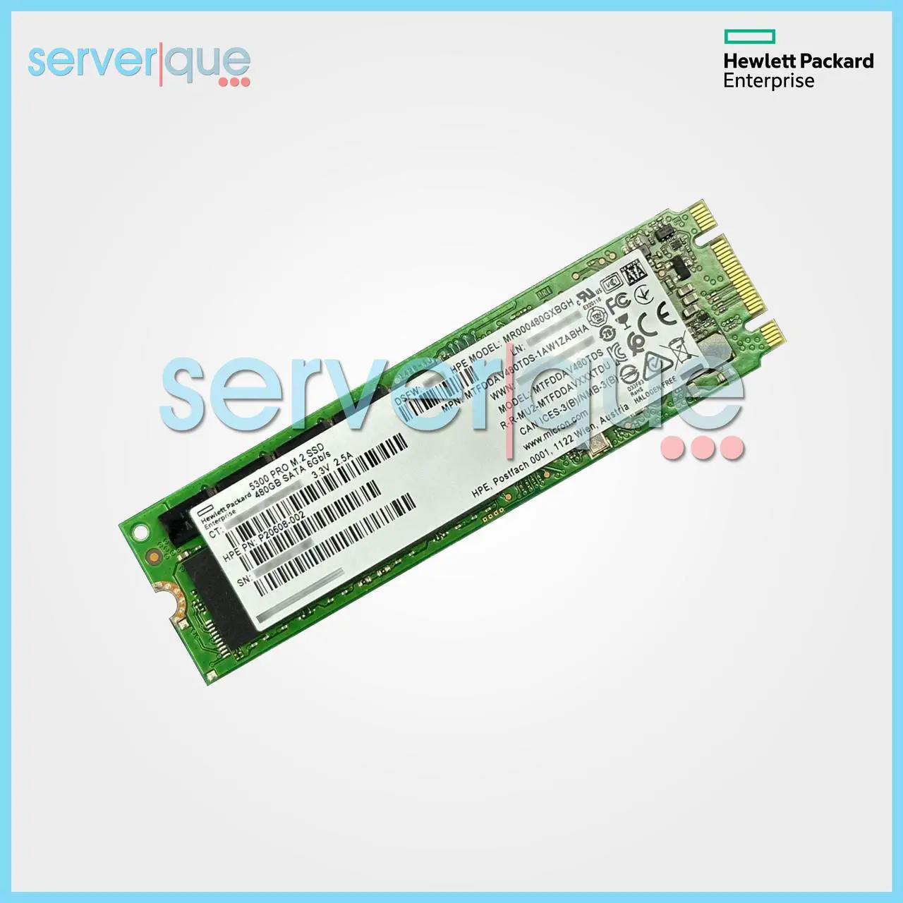 Main image of HPE 480GB Mixed Use Gen 10 6Gbps SATA M.2 2280 TLC Solid State Drive P20608-002