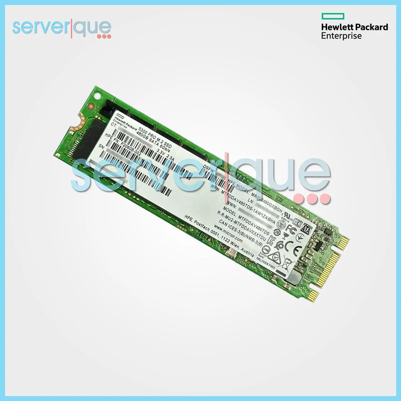 Alt view image 3 of 3 - HPE 480GB Mixed Use Gen 10 6Gbps SATA M.2 2280 TLC Solid State Drive P20608-002