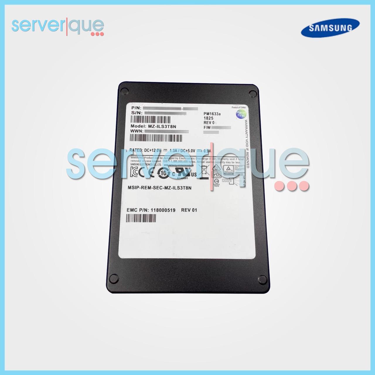 Main image of Samsung MZ-ILS3T8N MZILS3T8HMLH-000C3 PM1633a Series 3.8TB Internal Solid State Drive - 2.5-inch - SAS 12.0 Gbps - Triple-level Cell (TLC)