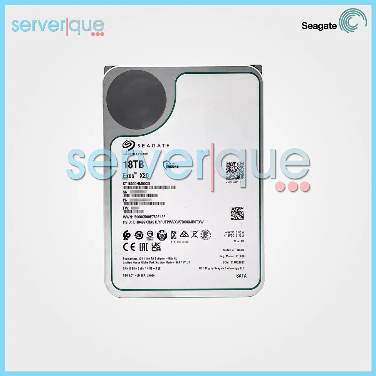 Alt view image 5 of 11 - Seagate Exos X20 18TB SATA 6Gb/s 7200RPM 3.5" Enterprise Hard Disk Drive (HDD) - ST18000NM003D
