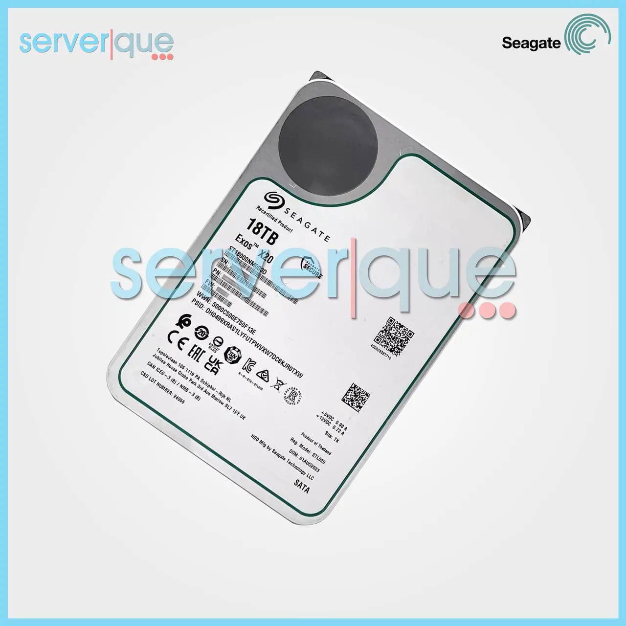 Alt view image 6 of 11 - Seagate Exos X20 18TB SATA 6Gb/s 7200RPM 3.5" Enterprise Hard Disk Drive (HDD) - ST18000NM003D