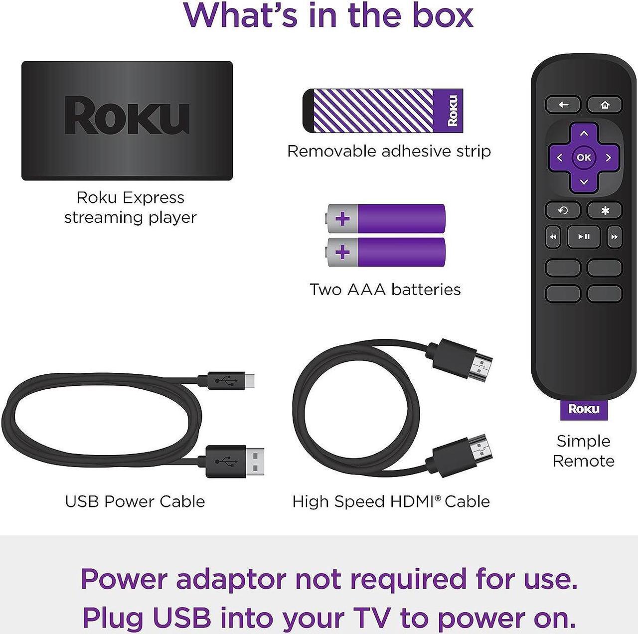 Alt view image 5 of 7 - Roku Express Streaming Media Player with Standard Remote (no TV controls)