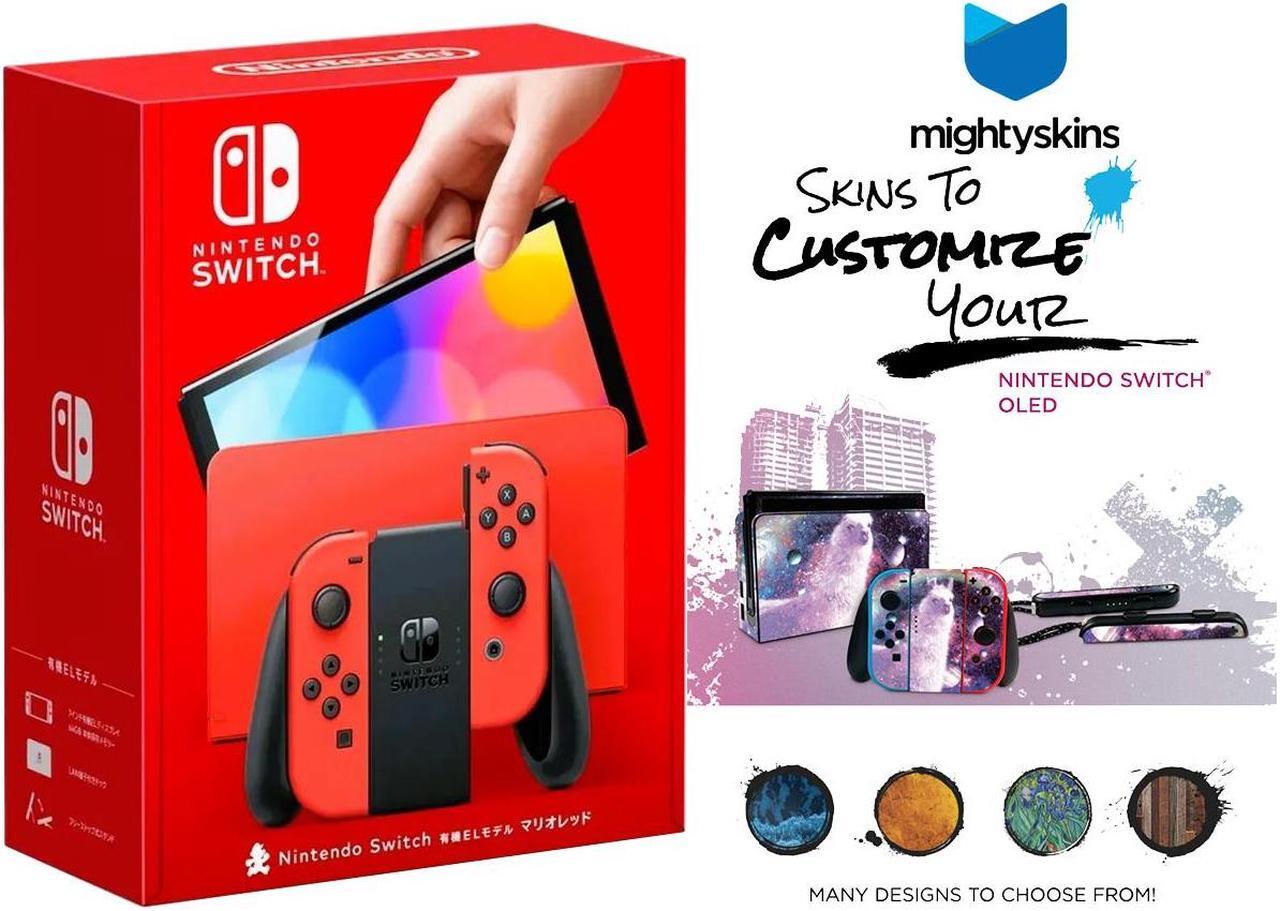 Main image of Nintendo Switch OLED Mario Red Edition with MightySkins Custom Console and Controller Skin Voucher - Japan Import with US Plug