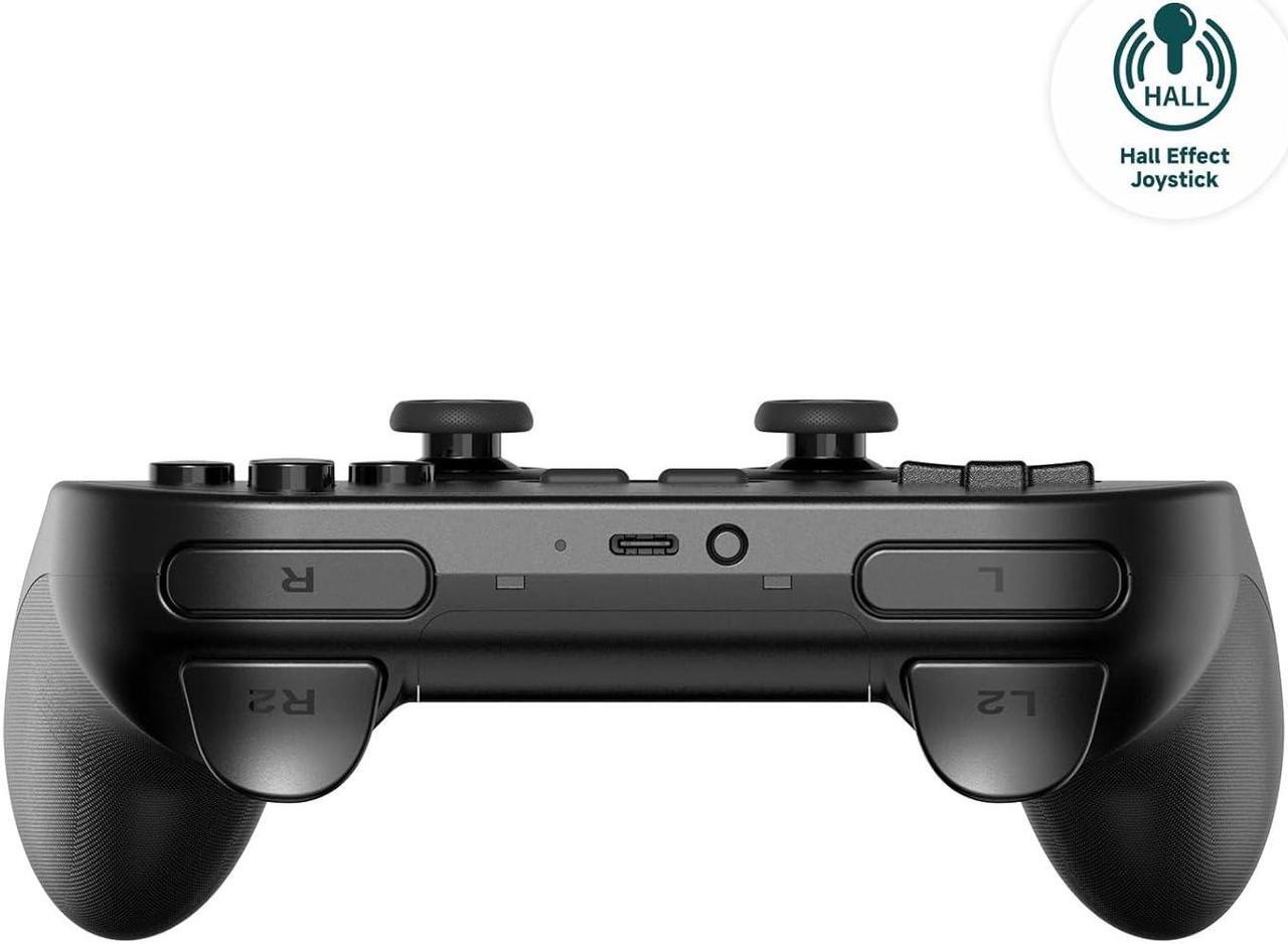 Alt view image 2 of 5 - 8Bitdo Pro 2 Bluetooth Wireless Gaming Controller with Hall Effect Joystick Update for Switch, PC, Android, and Steam Deck & Apple - Black