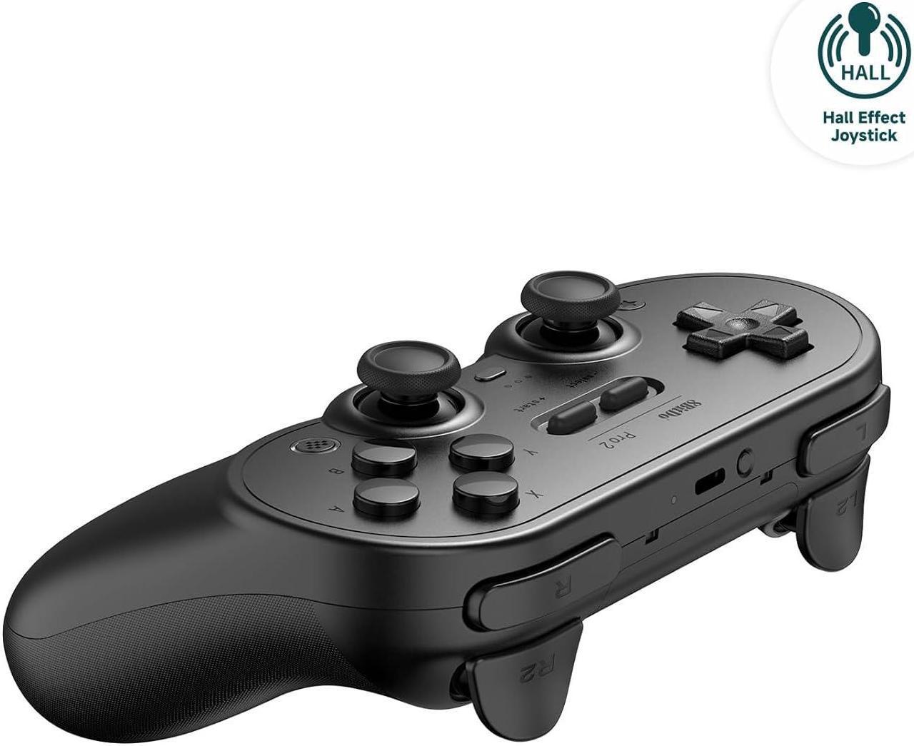Alt view image 3 of 5 - 8Bitdo Pro 2 Bluetooth Wireless Gaming Controller with Hall Effect Joystick Update for Switch, PC, Android, and Steam Deck & Apple - Black
