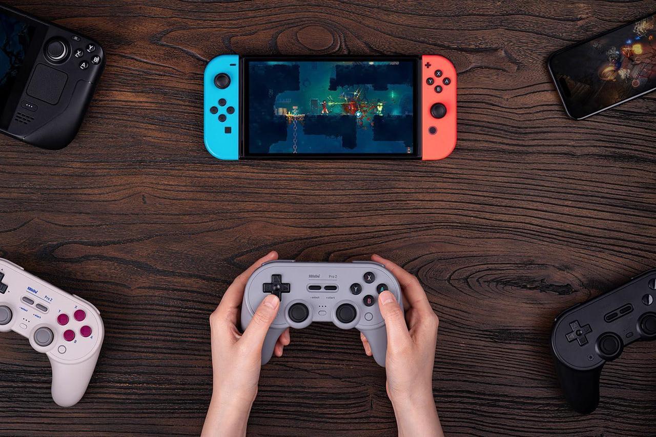 Alt view image 5 of 5 - 8Bitdo Pro 2 Bluetooth Wireless Gaming Controller with Hall Effect Joystick Update for Switch, PC, Android, and Steam Deck & Apple - Black
