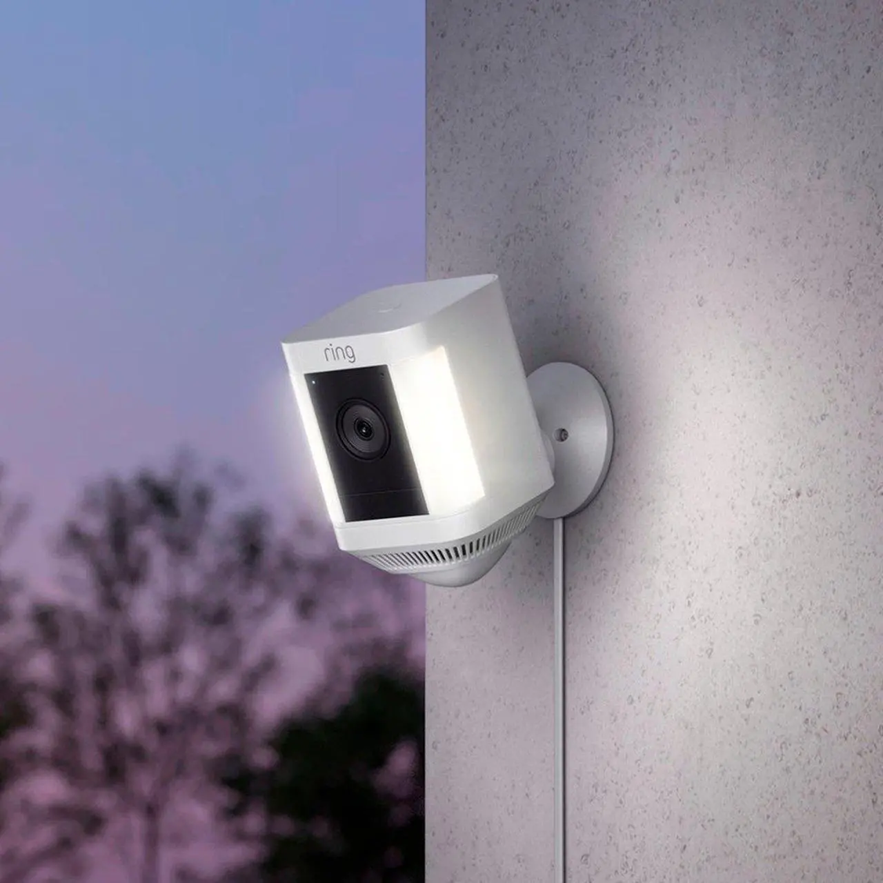 Alt view image 3 of 5 - Ring Spotlight Cam Plus Outdoor/Indoor 1080p Wired Security Camera - White  B09J1TB7TB