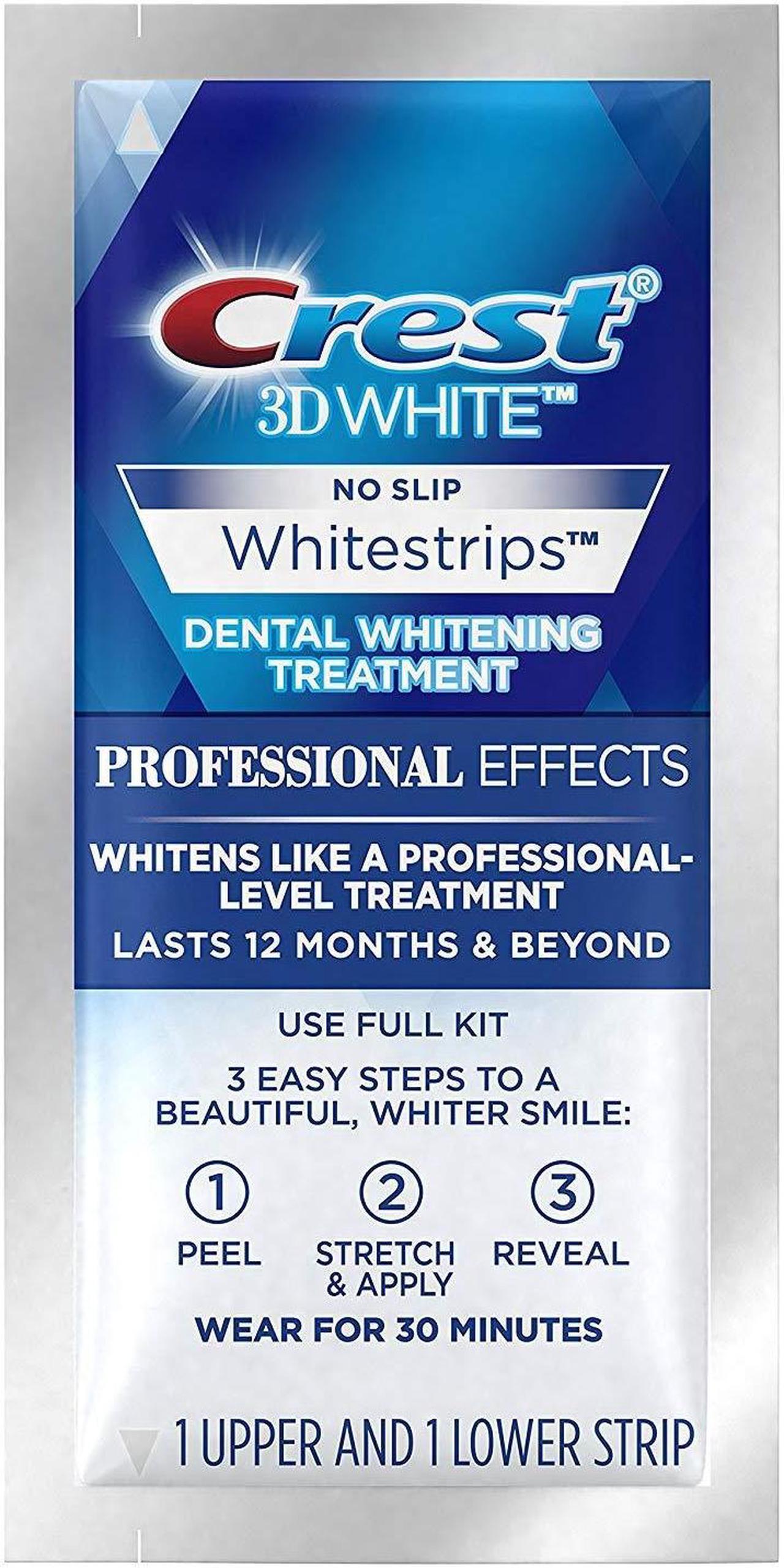 Alt view image 3 of 4 - 3-Pack Crest 3D White Professional Effects Whitestrips 20 Treatments + Crest 3D White 1 Hour Express Whitestrips 2 Treatments - Teeth Whitening Kit
