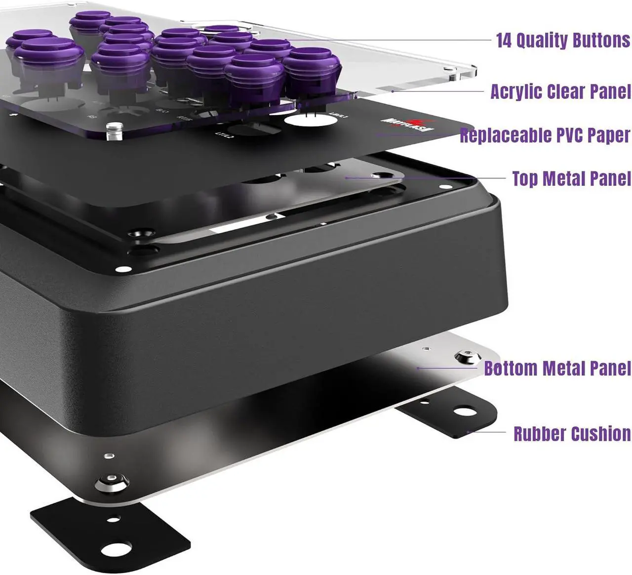 Alt view image 11 of 11 - Mayflash F500FLAT All-Button Arcade Controller F500 Flat