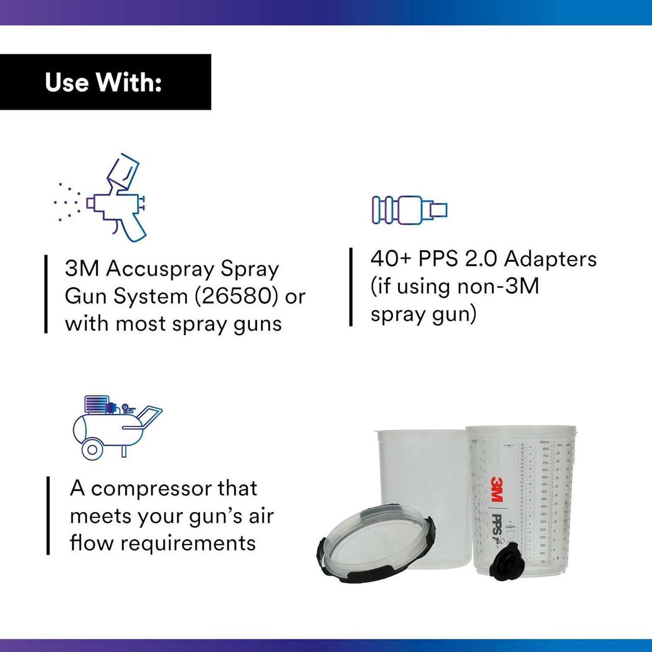 Alt view image 10 of 11 - 3M Spray Gun Cup, Lids/Liners, 1 Paint Cup, 50 Lids and Liners, 32 Sealing Plugs