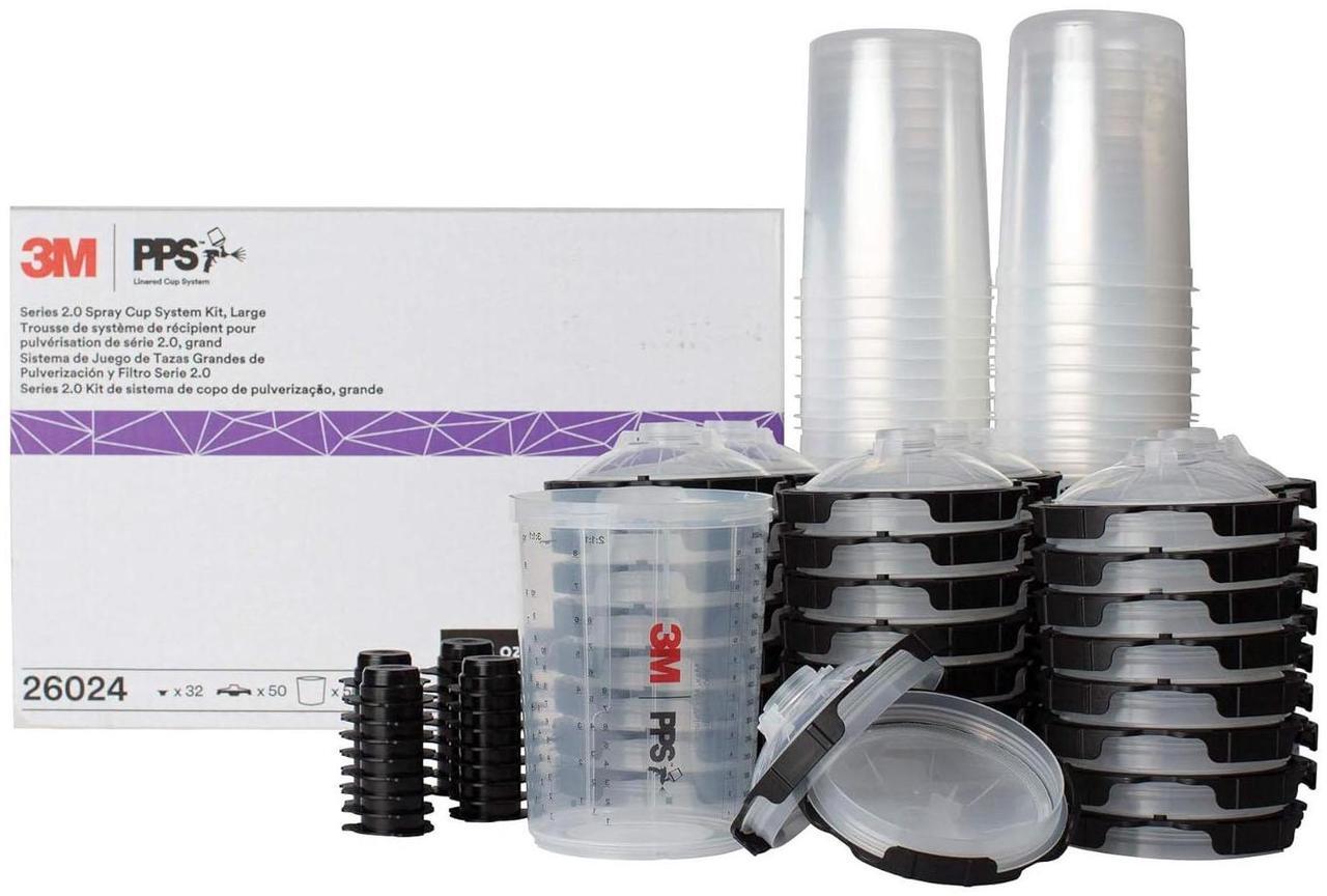 Alt view image 8 of 11 - 3M Spray Gun Cup, Lids/Liners, 1 Paint Cup, 50 Lids and Liners, 32 Sealing Plugs