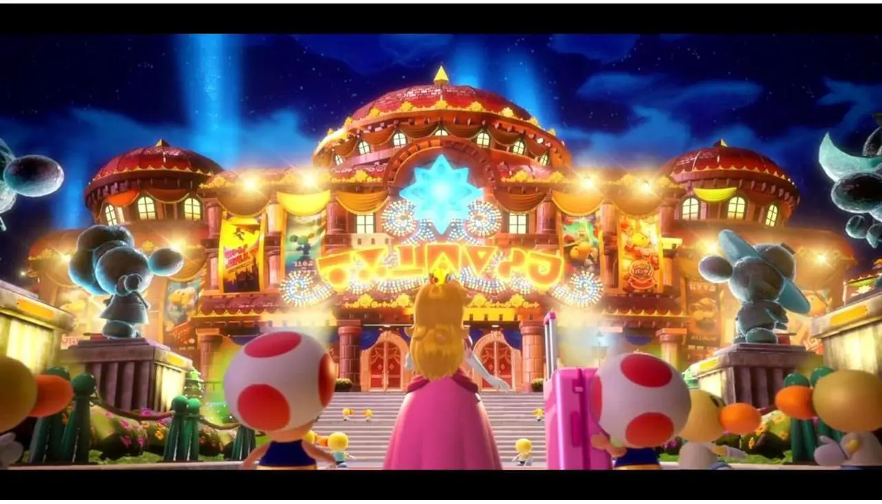 Alt view image 4 of 7 - Nintendo Switch White OLED Console with Princess Peach: Showtime!, Nintendo $20 eShop Gift Card, MightySkins Console and Controller Skin Voucher, and 1 Year CPS Extended Warranty