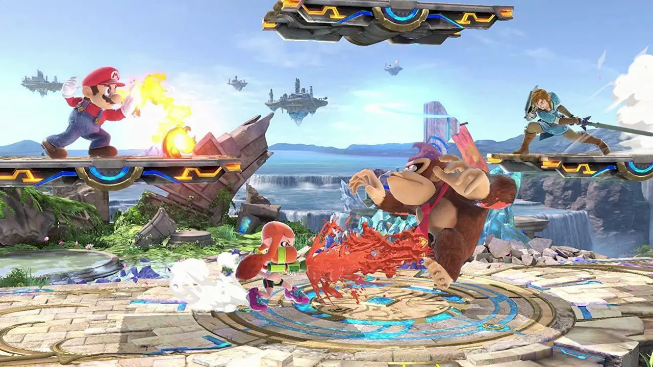 Alt view image 4 of 7 - Nintendo Switch White OLED Console with Super Smash Bros. Ultimate, Surge Accessory Gaming Kit, MightySkins Console and Controller Skin Voucher, and 2 Year CPS Extended Warranty