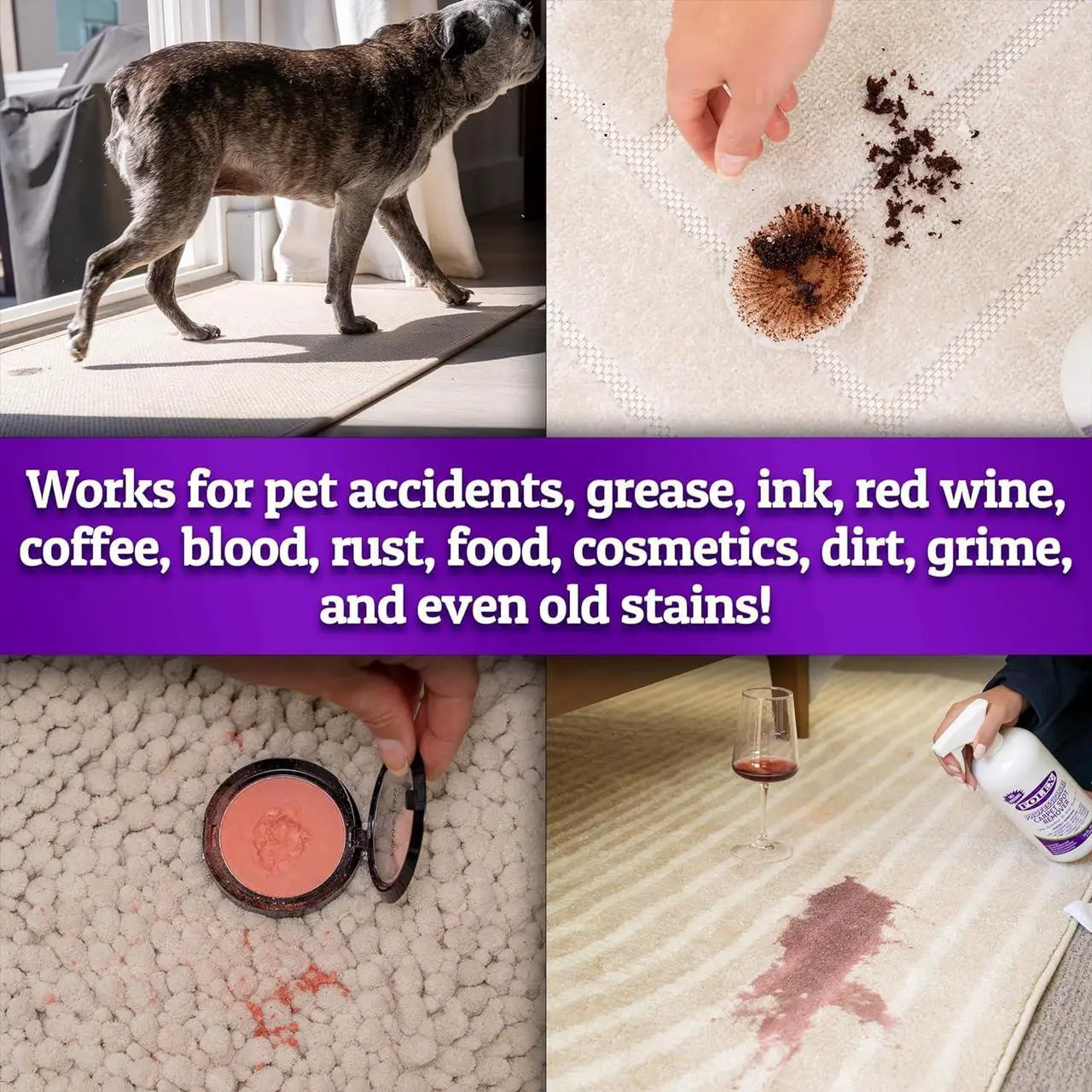 Alt view image 5 of 6 - FOLEX Instant Carpet Spot Remover 32 oz  Powerful Stain Remover for Carpets, Upholstery & Rugs  Eliminates Pet Stains, Grease, Red Wine, Food, Makeup & More  With Reusable Cleaning Cloth  1 Pack