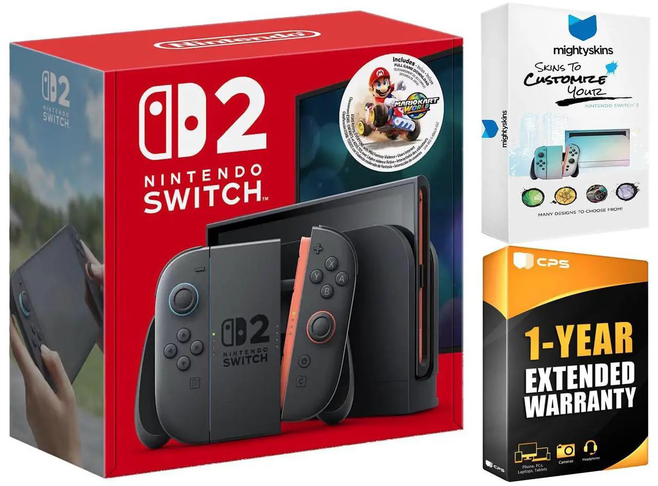 Main image of Nintendo Switch 2 Mario Kart World Bundle with MightySkins Code and 1 Year Extended Warranty