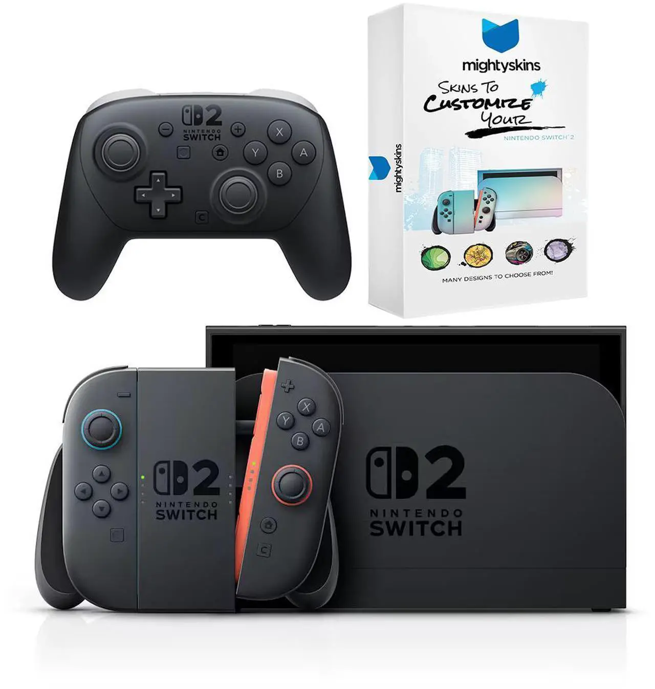 Alt view image 2 of 7 - Nintendo Switch 2 Mario Kart World Bundle with Pro Controller and MightySkins Code