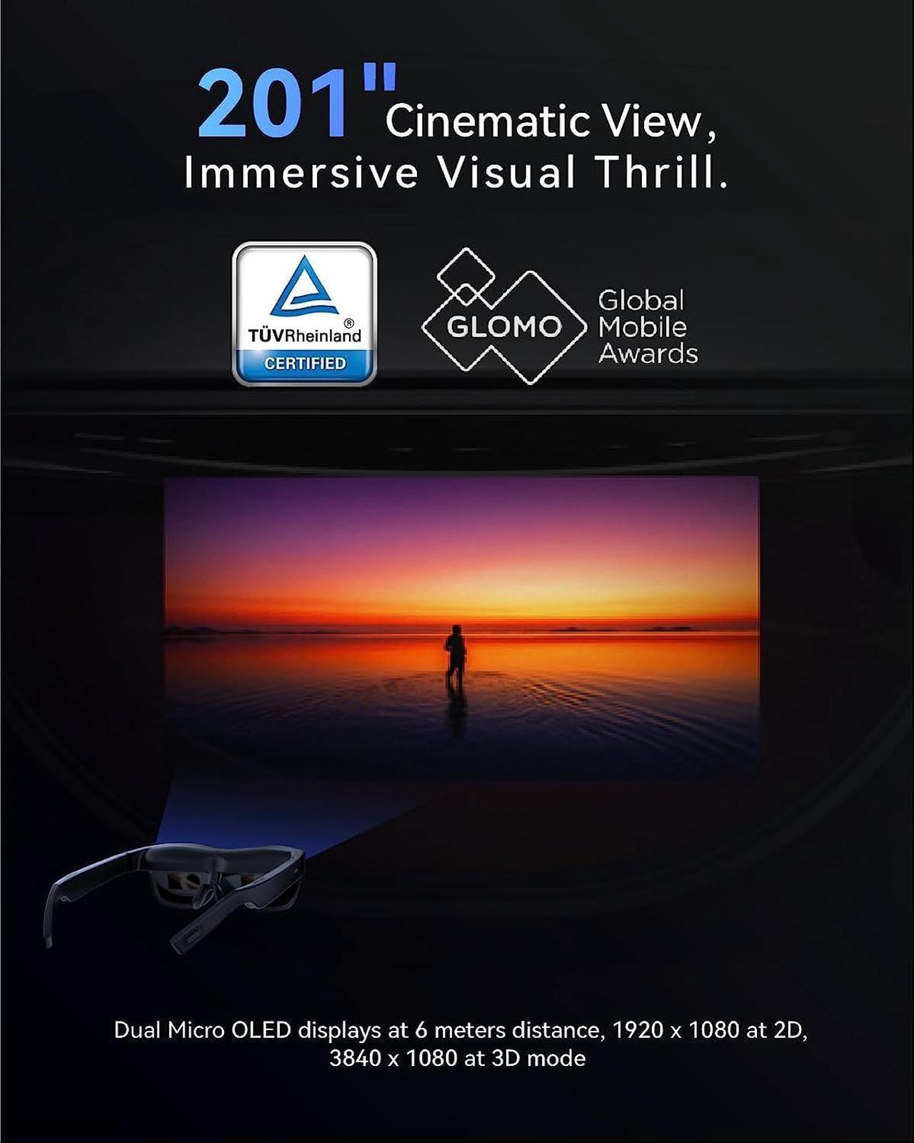 Alt view image 3 of 6 - TCL NXTWEAR S AR Glasses Micro OLED Augmented Reality 1080p Video Display XRGF68