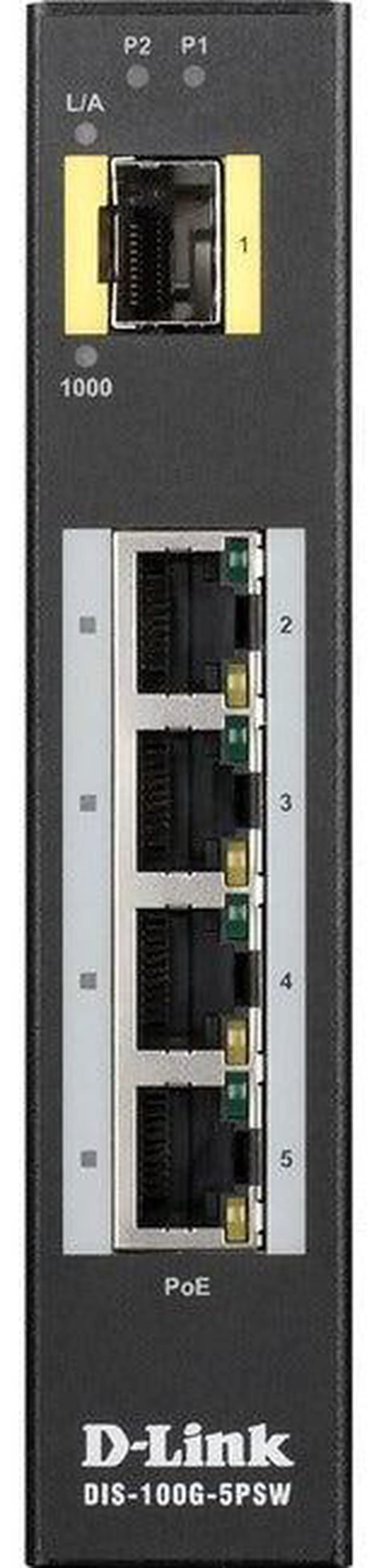 Alt view image 3 of 10 - D-Link DIS-100G-5PSW Unmanaged Industrial Gigabit Unmanaged Switches, 4 x 100/1000BaseT PoE Ports, 1 x 100/1000BaseSFP Slots