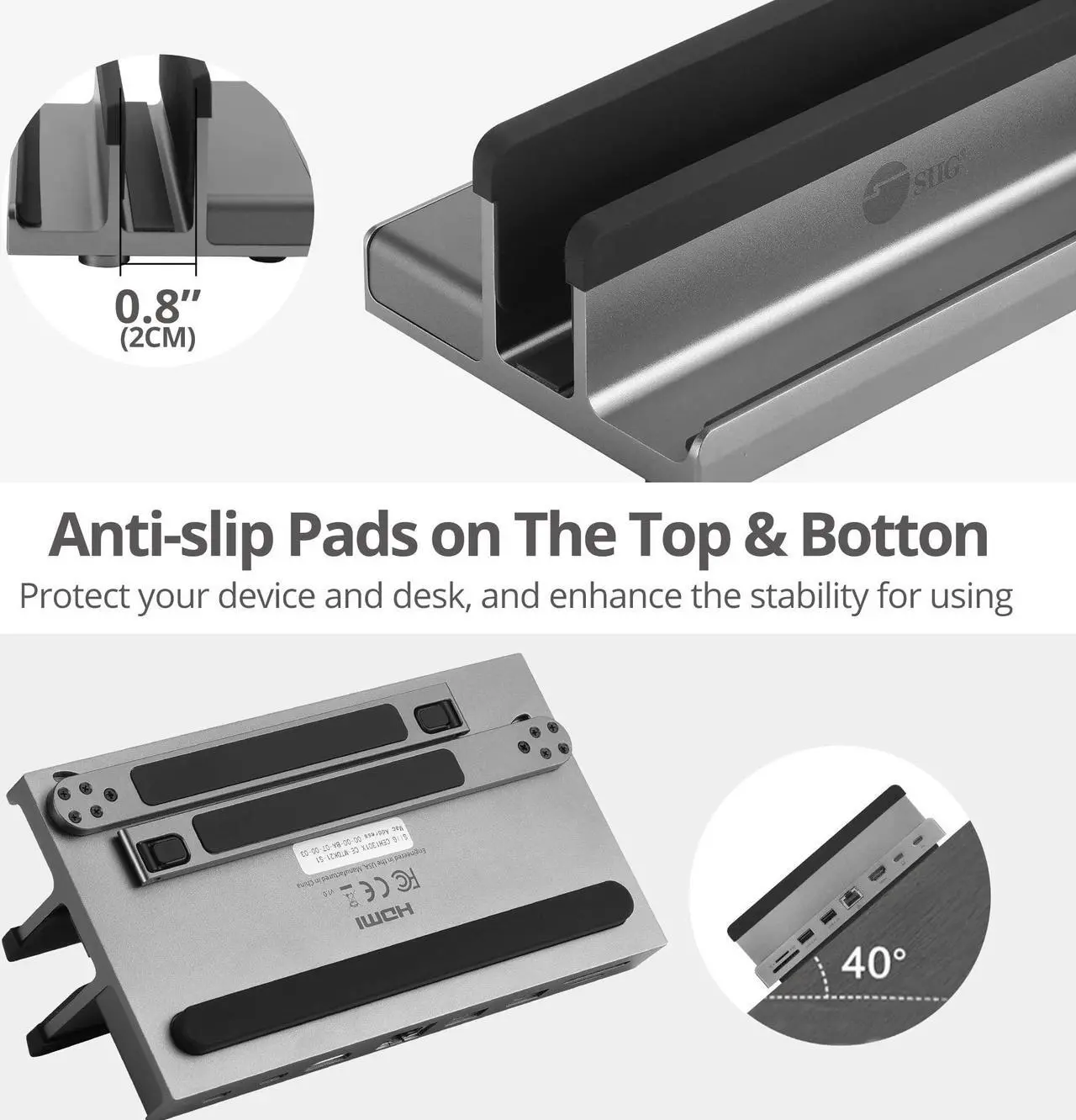 Alt view image 17 of 19 - SIIG USB-C Laptop Stand W/ 4K Docking Station - Unique multitasks design for foldable holder and vertical Laptop stand & Docking station - HDMI 4K@60Hz display - Two USB-A 5Gbps - Gigabit Ethernet