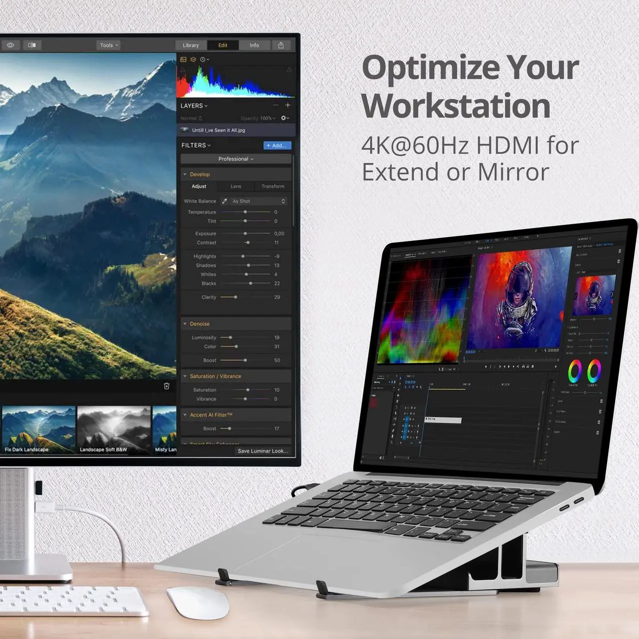 Alt view image 19 of 19 - SIIG USB-C Laptop Stand W/ 4K Docking Station - Unique multitasks design for foldable holder and vertical Laptop stand & Docking station - HDMI 4K@60Hz display - Two USB-A 5Gbps - Gigabit Ethernet