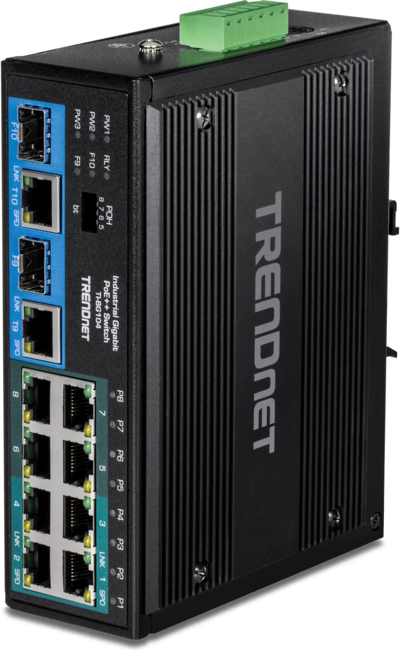 Alt view image 18 of 20 - TRENDnet  TI-BG104,10-Port Industrial Gigabit PoE++ DIN-Rail Switch