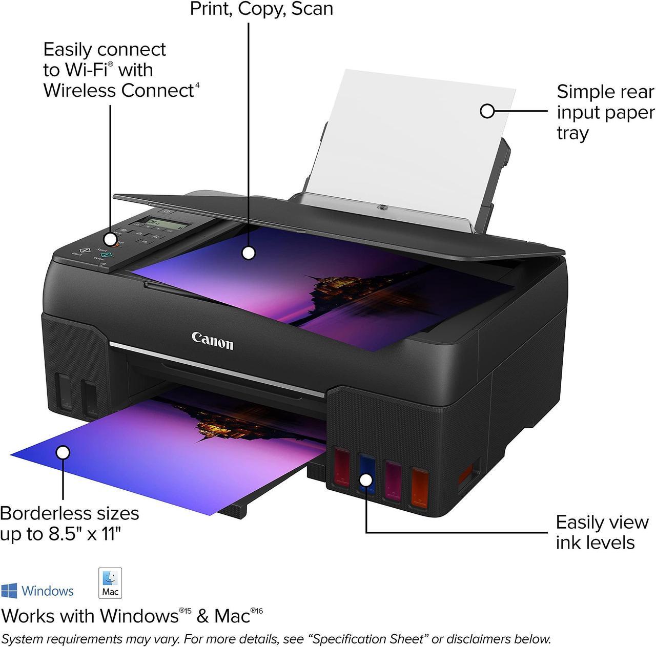 Alt view image 13 of 20 - Canon PIXMA G620 Wireless MegaTank Photo AIO Color Inkjet Printer #4620C002