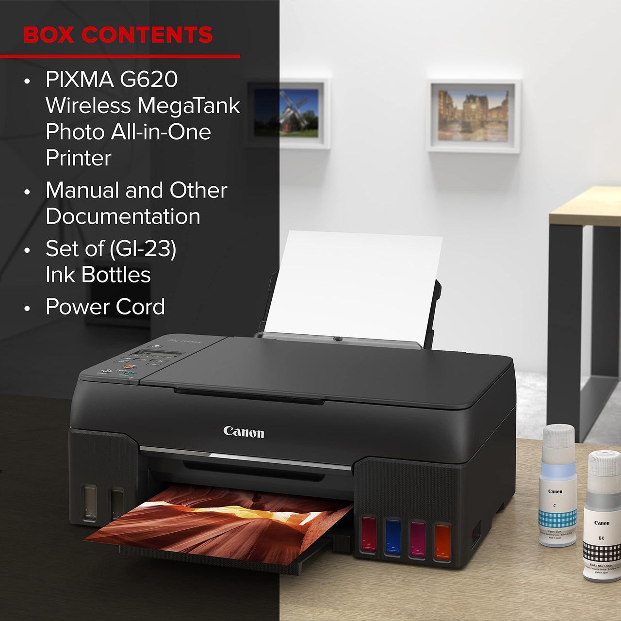 Alt view image 18 of 20 - Canon PIXMA G620 Wireless MegaTank Photo AIO Color Inkjet Printer #4620C002