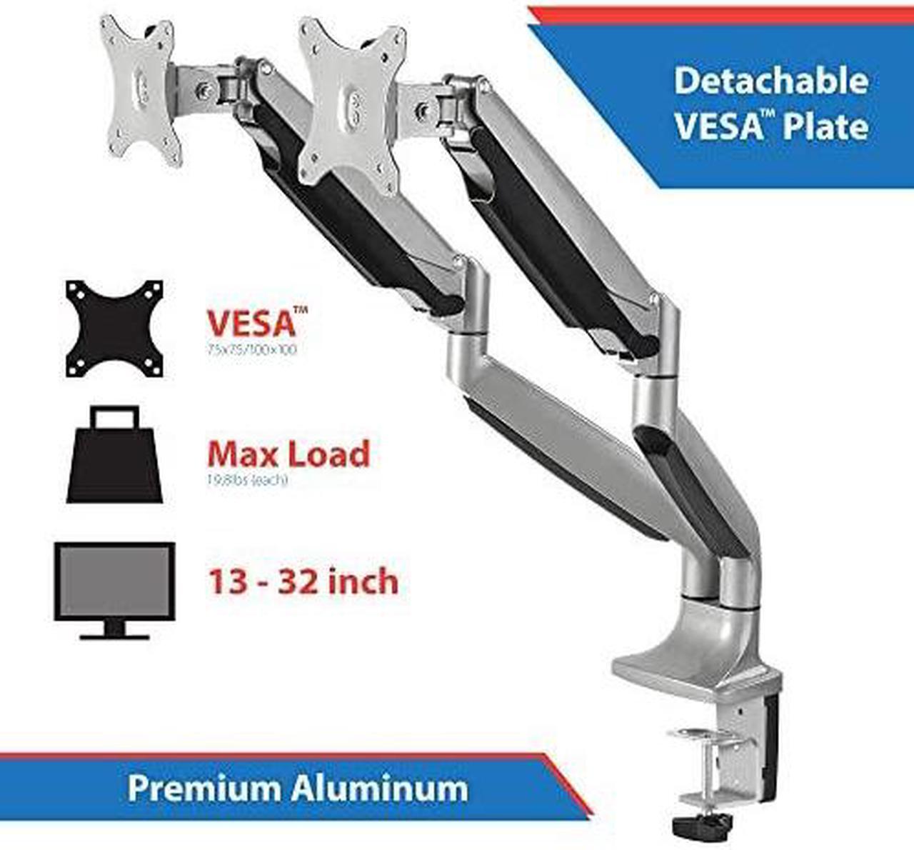 Alt view image 14 of 18 - SIIG CE-MT2E12-S1 High Premium Aluminum Gas Spring Desk Mount - Dual Monitor, VESA (75x75/100x100)