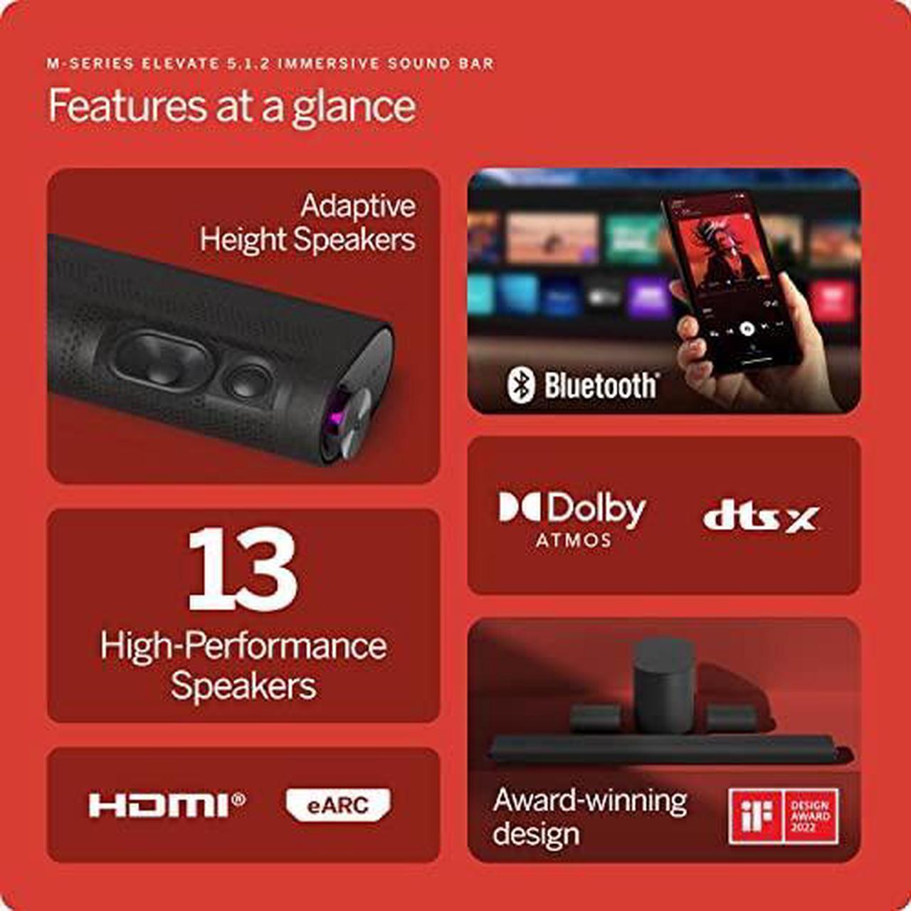 Alt view image 16 of 20 - VIZIO Elevate 5.1.4 Home Theater Sound Bar with Dolby Atmos and DTS:X (P514a-H6)