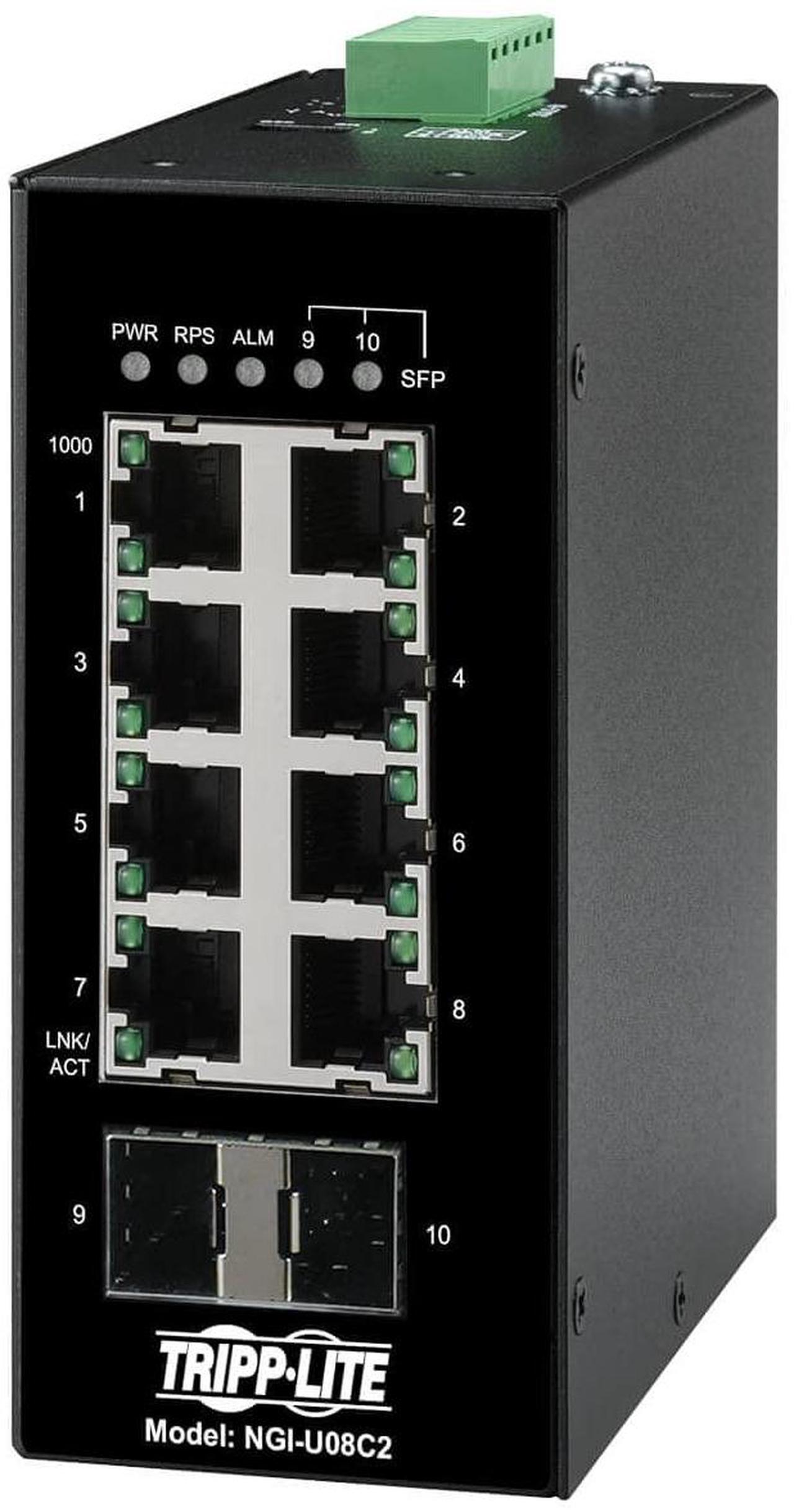Alt view image 15 of 20 - Tripp Lite NGI-M08C4POE8-2 Managed 8-Port Managed Industrial Gigabit Ethernet Switch - Layer 2, 1 Gbps, PoE+ 30W, 4 GbE SFP Ports