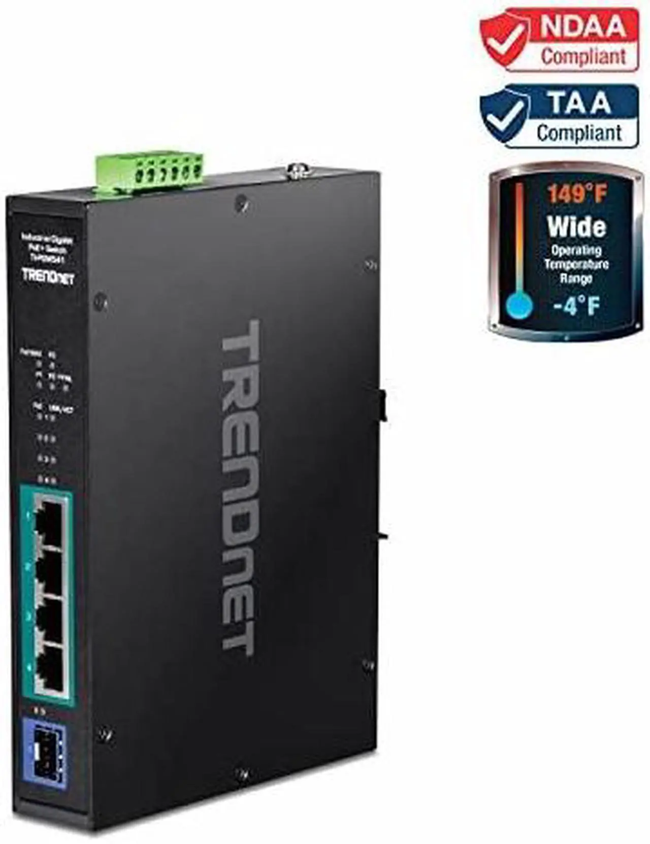Alt view image 12 of 18 - TRENDnet TI-PGM541, 5-port Industrial Gigabit PoE+ DIN-Rail Switch
-20°  65°C (-4°  149°F)
