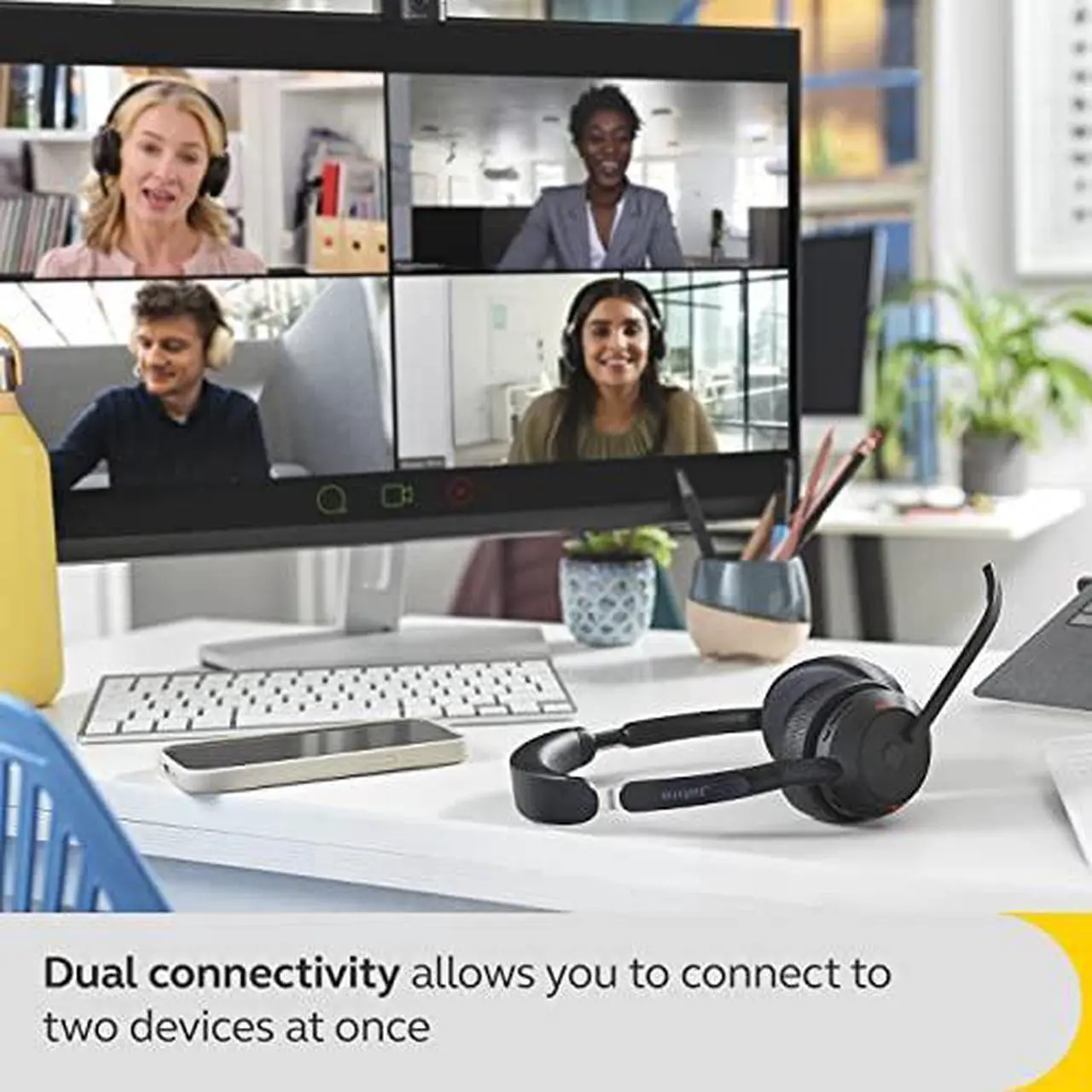 Alt view image 10 of 10 - Jabra Evolve2 55 Stereo UC Wireless Headset with Link380a (25599-989-999-01)