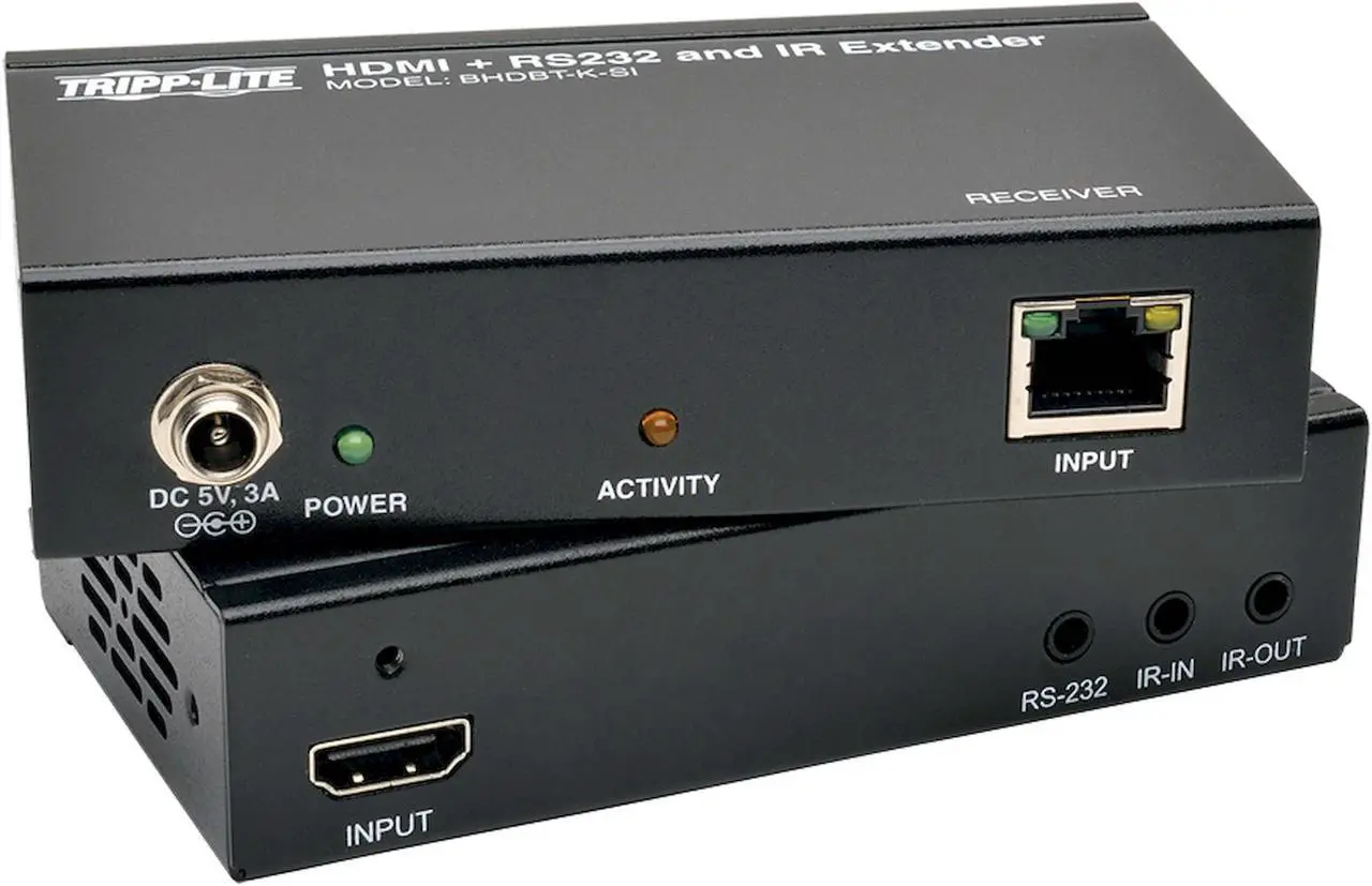 Alt view image 20 of 20 - Tripp Lite BHDBT-K-SI HDBaseT Lite HDMI Over Cat5e/6/6a Extender Kit with Serial and IR Control, 4Kx2K UHD / 1080p, Up to 230-ft. (70M)