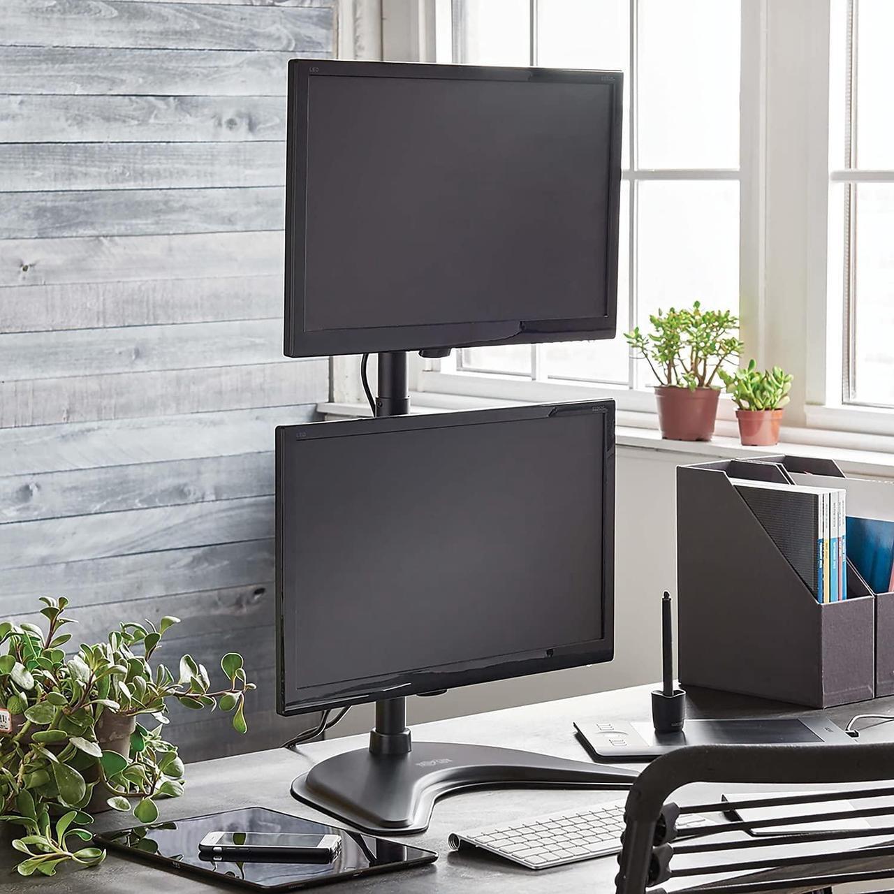 Alt view image 18 of 20 - Tripp Lite Dual Vertical Flat-Screen Desk Stand/Clamp Mount, 15" to 27" Displays
