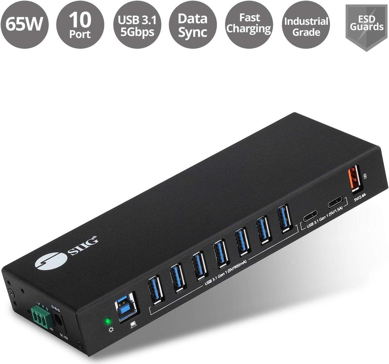 Alt view image 13 of 17 - SIIG AC IDUS0811S1 10PT Industrial USB Gen 1 Hub w Dual USBC  65W Charging
