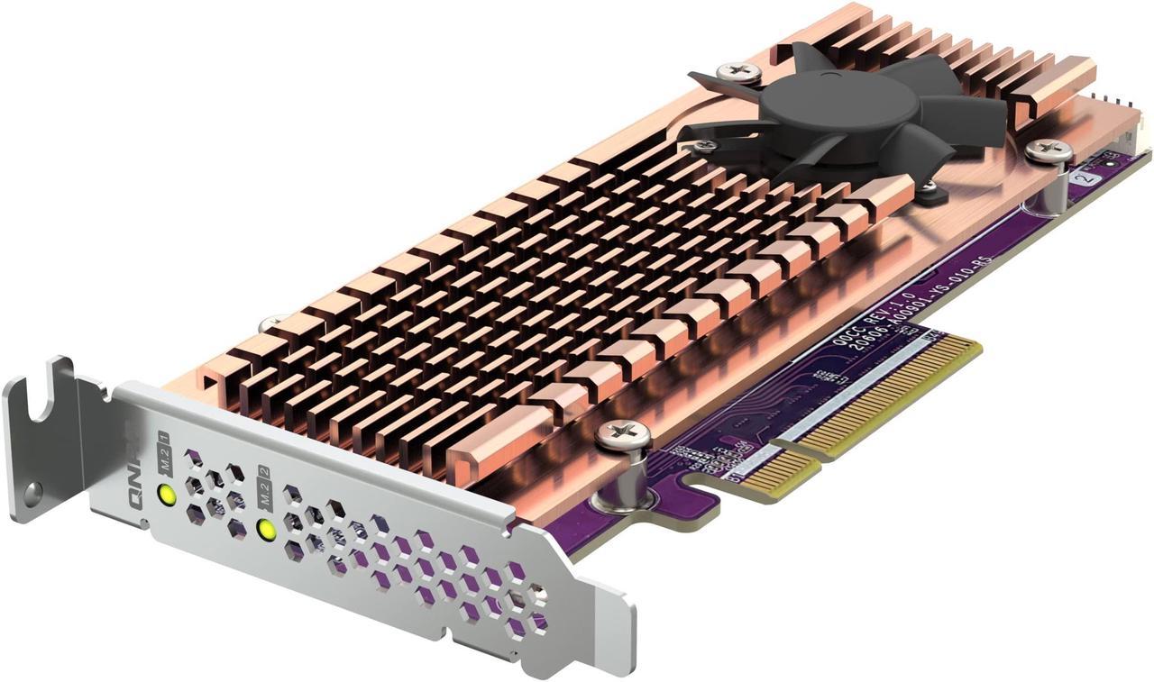 QNAP QM2-2P-384A Dual M.2 PCIe SSD Expansion Card, Supports up to Two M.2 2280/22110 Form Factor M.2 PCIe (Gen3 x4) SSDs, PCIe Gen3 x8 Host Interface, Low-Profile Bracket pre-Loaded, 2 x SSD