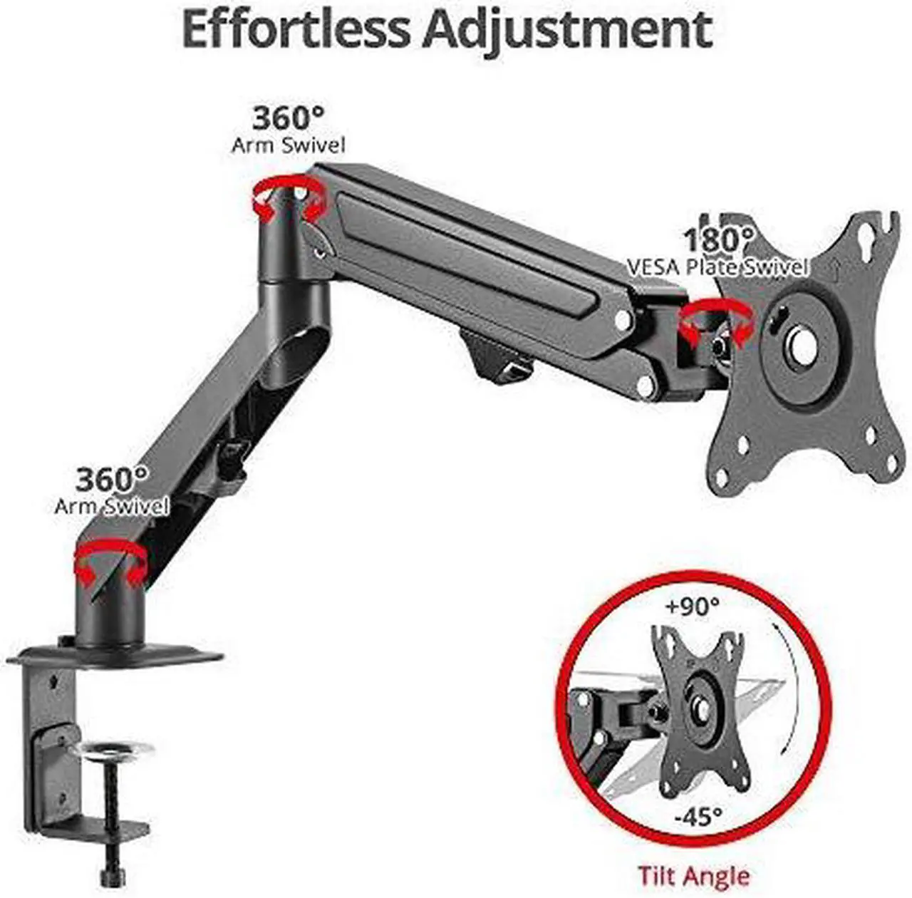 Alt view image 5 of 5 - Siig Single Monitor Gas Spring Desk Mount